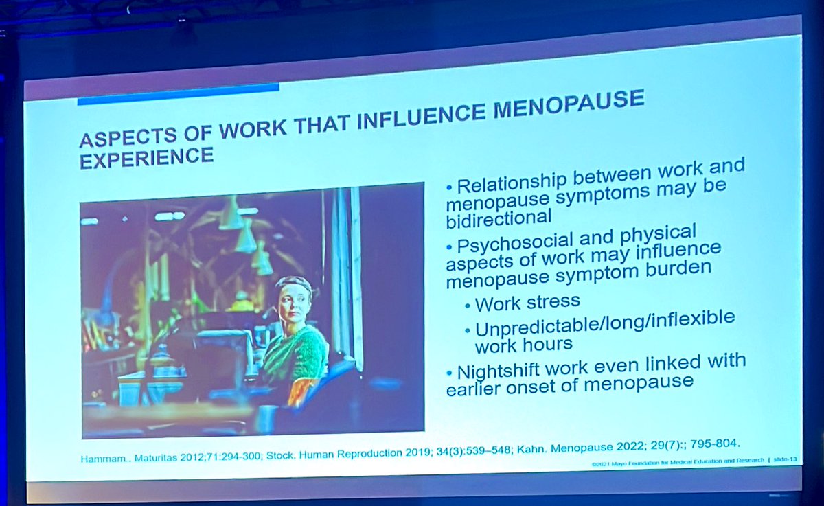 @StephFaubionMD talking to us about #Menopause ➡️ there is lost of productivity and income ➡️ women lose opportunities for advancement during menopause ➡️ women have excess of direct medical cost annually @MayoGRIT #MayoGRIT