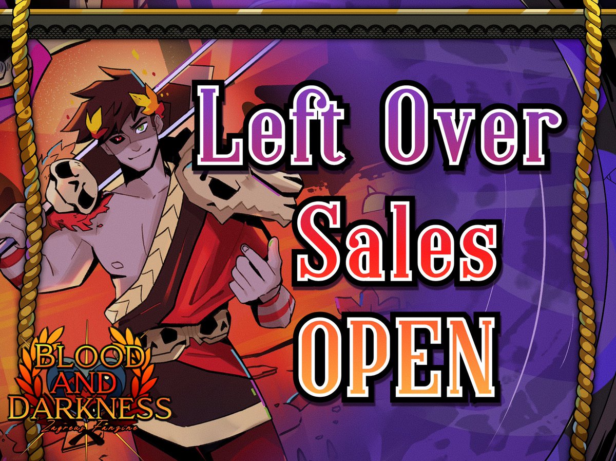 🔥 In the name of Zagreus 🔥

Leftover sales for Blood and Darkness are officially open!!

Stock is limited, so be sure to grab what you can before it's too late! 

zagreusfanzine.bigcartel.com