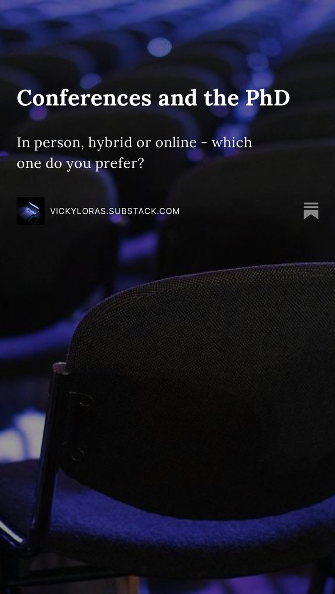 New post on my Substack! Conferences and the PhD - in person, hybrid or online: which one do you prefer? #PhD #phdresearch #conferences open.substack.com/pub/vickyloras…