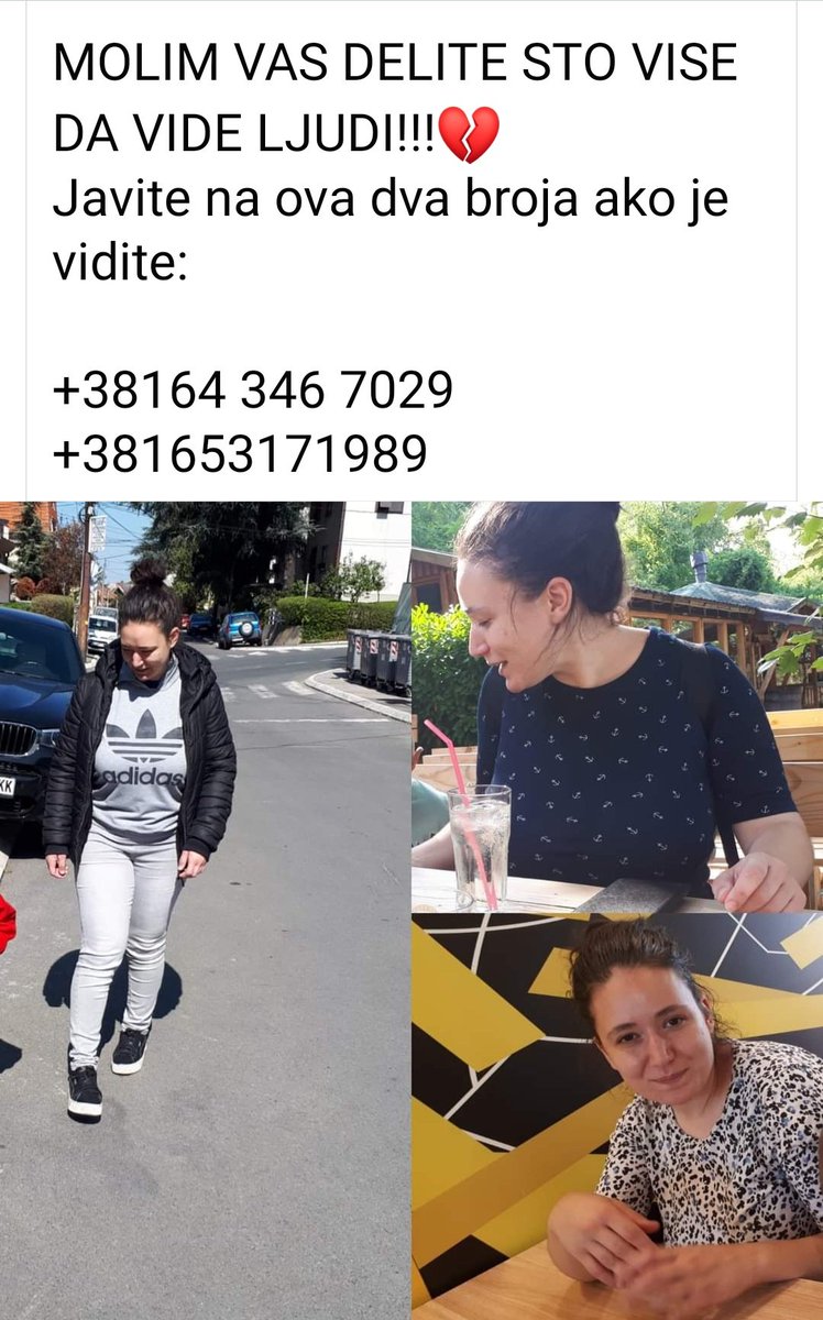 mirjanakraljic's tweet photo. NESTALA‼️
Milica Ivkovic sa Banovog brda. https://t.co/GtAzSqj0bZ