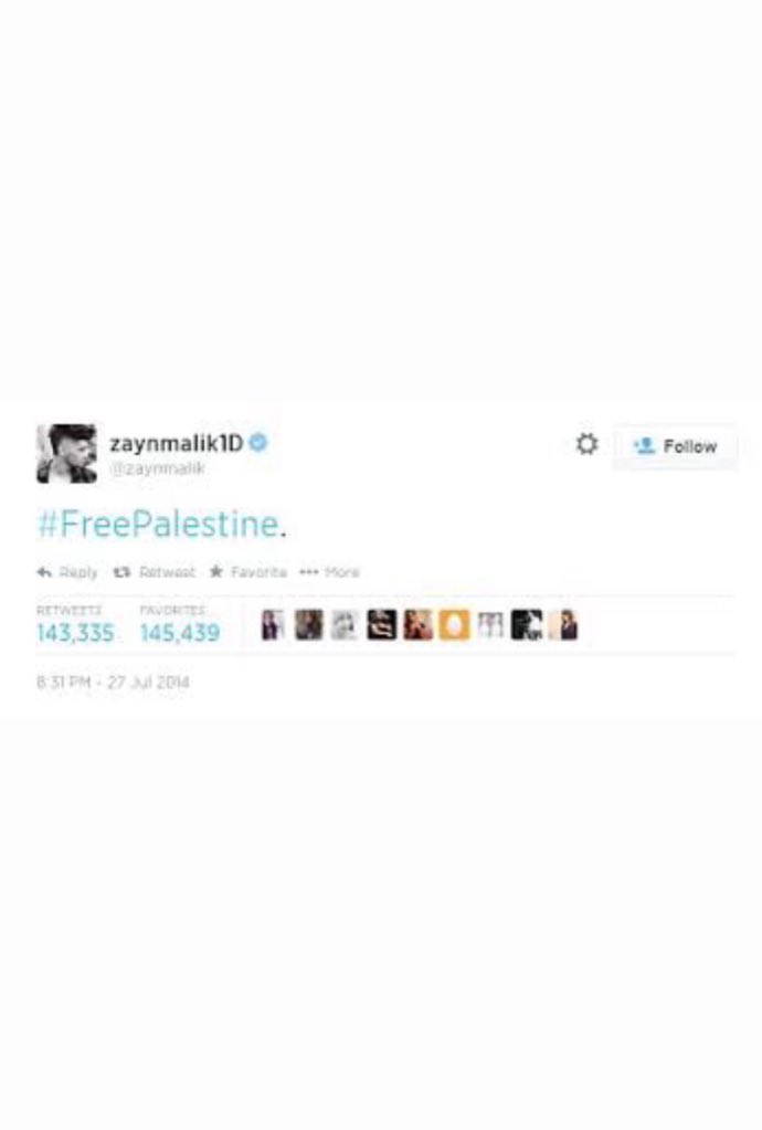 mediaforzquad's tweet photo. In 2014, when Israel launched their attacks on Gaza, Zayn Malik was one of the few celebrities who tweeted in support of Palestine &amp; met with death threats. Despite this, his first public appearance after the threats was wearing a “Keffiyeh” that represents Palestinian solidarity https://t.co/gV44BHoyKg