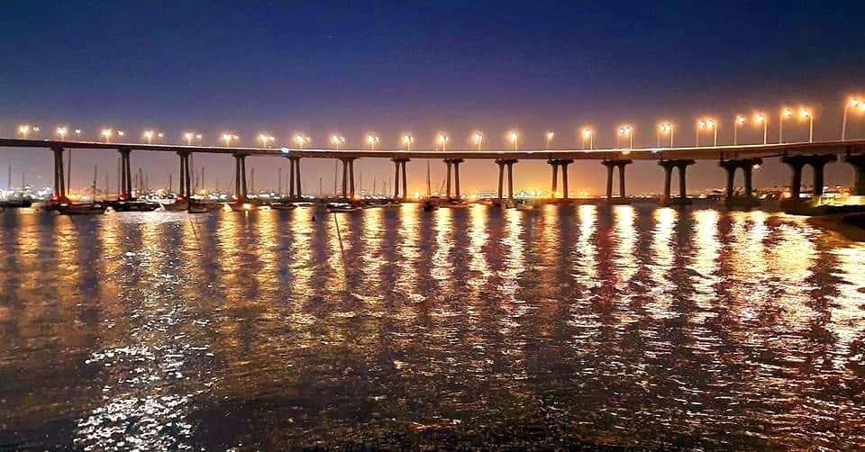 Nighttime near the bridge to Coronado Island. Photo by Barry Alman.o
