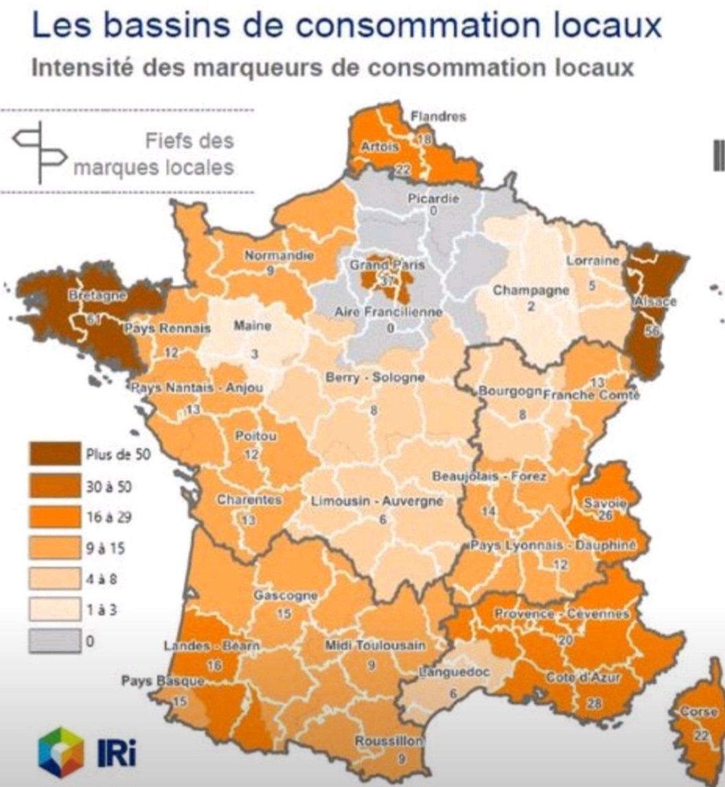 🛒 L'identité dope le marché des produits locaux : c'est en #Alsace, en #Bretagne et au #PaysBasque que les marques locales pèsent le plus lourd dans la consommation. 
Pour développer l'emploi au pays, achetons toujours plus local ! 

Source : institut IRI