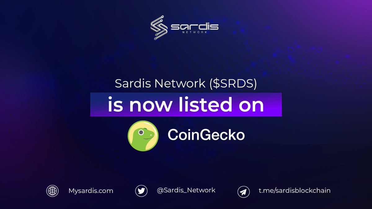 🎉 Big news for Sardis! 📈 

👉<a href="/Sardis_Network/">Sardis Network</a> is now listed on <a href="/coingecko/">CoinGecko</a> .  

🔵 It's a major milestone in our journey towards greater visibility and accessibility. 
Explore our project, track stats, and join us in shaping the future of #Web3! 

coingecko.com/en/coins/sardi…

🚀💎