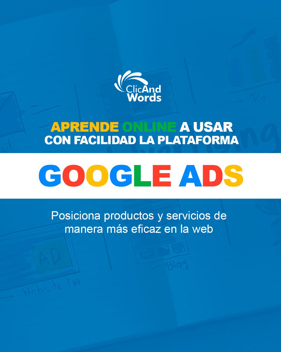 ClicAndWordForm's tweet image. Aprende a usar Google Ads de manera eficiente.

Aprovecha de mejor manera cómo enfocar tu campaña en resultados que quieres.

Aumenta clicks, aumenta clientes 🖥️✨

Contáctanos en info@clicandwordsformacion.com 

#dataanalytics #googleanalytics #businessanalytics #peopleanalytics