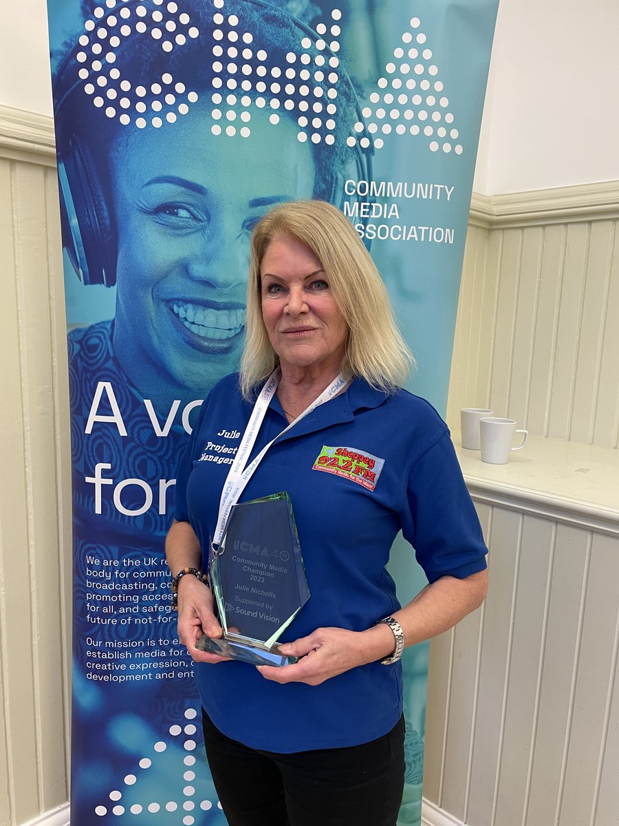 Community Media Association (@community_media) on Twitter photo Julie from <a href="/SheppeyFM/">Sheppey FM 92.2</a> awarded 'Community Media Champion 2023' - nominated by <a href="/TheDomChambers/">Dom Chambers</a> from <a href="/SoundVisionCIO/">Sound Vision</a> Julie from <a href="/SheppeyFM/">Sheppey FM 92.2</a> awarded 'Community Media Champion 2023' - nominated by <a href="/TheDomChambers/">Dom Chambers</a> from <a href="/SoundVisionCIO/">Sound Vision</a>