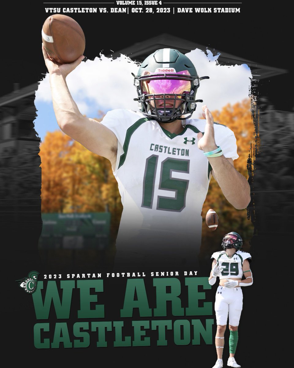 IT’S SENIOR DAY! Come support @CastletonFB in its final home game of the year tonight at 4 PM! Ceremony starts at 3:30, so be sure to be in your seats early!