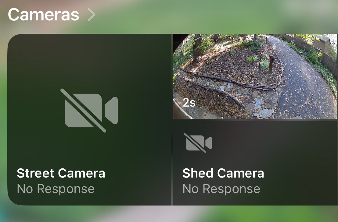 scottyFromSF's tweet photo. When your @Logitech Circle View cameras are WiFi connected but constantly unavailable in @Apple HomeKit. Resorting to turning them off and on again…with smart plugs. 🤦‍♂️ https://t.co/3JW91U5EtK