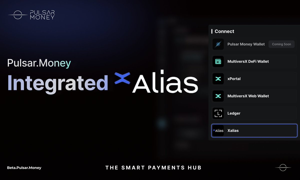 'Envision a future wihtout web2 or web3, but just 'the Web.''

xAlias #builtonMultiversX is pioneering this with a universal single sign-on for dApps.

Pulsar.Money now integrated this powerful tool for seamless email log-in!

@PulsarTransfer 500000 MEX to 77 reactions