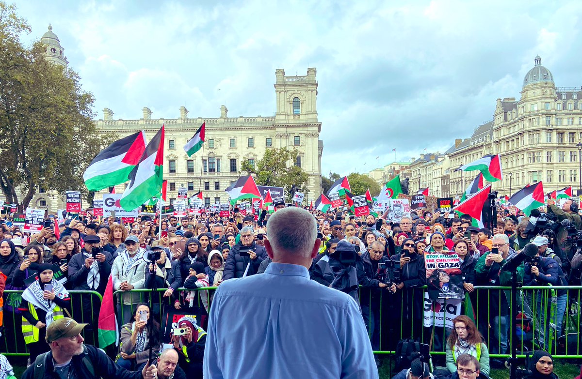 Two weeks ago, we marched in London for a ceasefire. Last week, we marched for a ceasefire. Today, we marched for a ceasefire. This massacre has to end — we need a ceasefire, now.