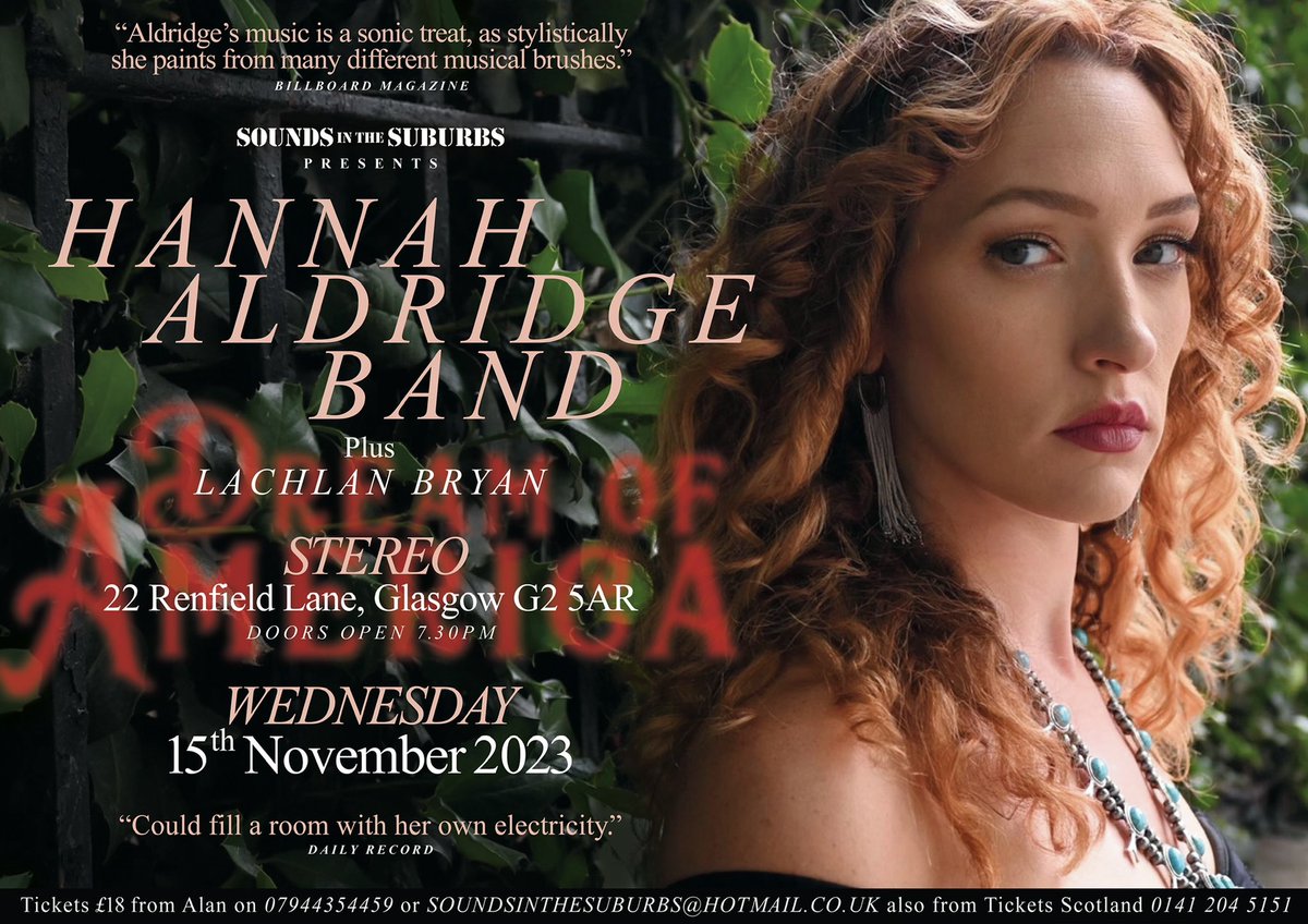 Next gig the fabulous @HannahCAldridge plus @LachlanBryan and more 15 Sept at Stereo. youtu.be/qPlFW7OrSpU?si… @stereoglasgow @ticketsscotland @WhatsOnGlasgow @americanaUK