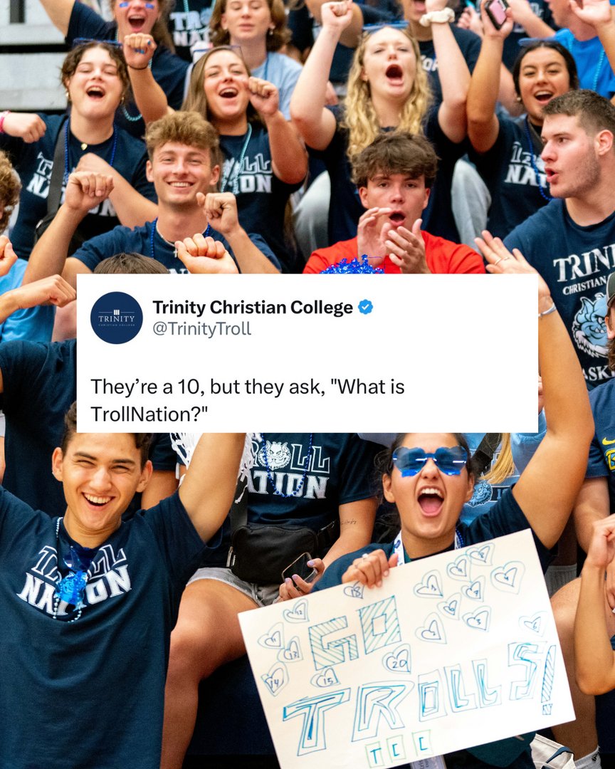 TrinityTroll's tweet photo. They're a 10 but they ask, "What is TrollNation?" π€π§
#TrollNation #Trolls #TCC #TrinityChristianCollege #TrinityTrolls #PalosHeights #Illinois https://t.co/phZNrW7flt