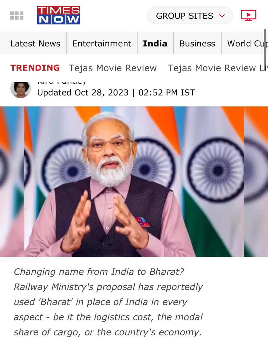 Wow, So not confined to #NCERT

Here comes the #RailwayMinistry (Read Railway Minity) with  Bharat instead of India!!!!

And how does it help revenues or safety of passengers or maybe being on schedule or facilities and cleanliness?? @RailMinIndia 

#IndiaToBharat…