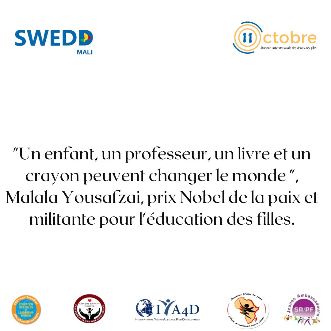 Iya4D's tweet photo. Parents, acteurs communautaires, ONGs et Associations, ��tat,

L'éducation des filles est un enjeu majeur pour le développement humain et durable. Elle permet aux filles de réaliser leur potentiel, de protéger leurs droits, de choisir leur vie et de transformer le monde. https://t.co/NPWYHQlxgc
