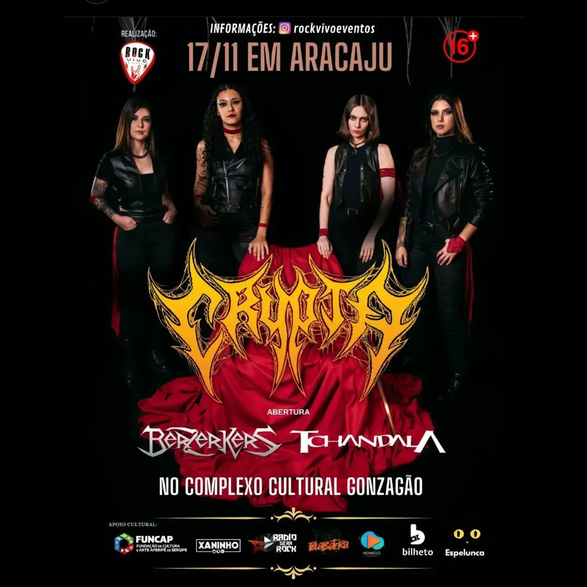 radiogerarock's tweet image. ➡️Ingressos aqui 👇
#aracaju #sergipe #cryptadeath 
bilheto.com.br/comprar/1740/c…