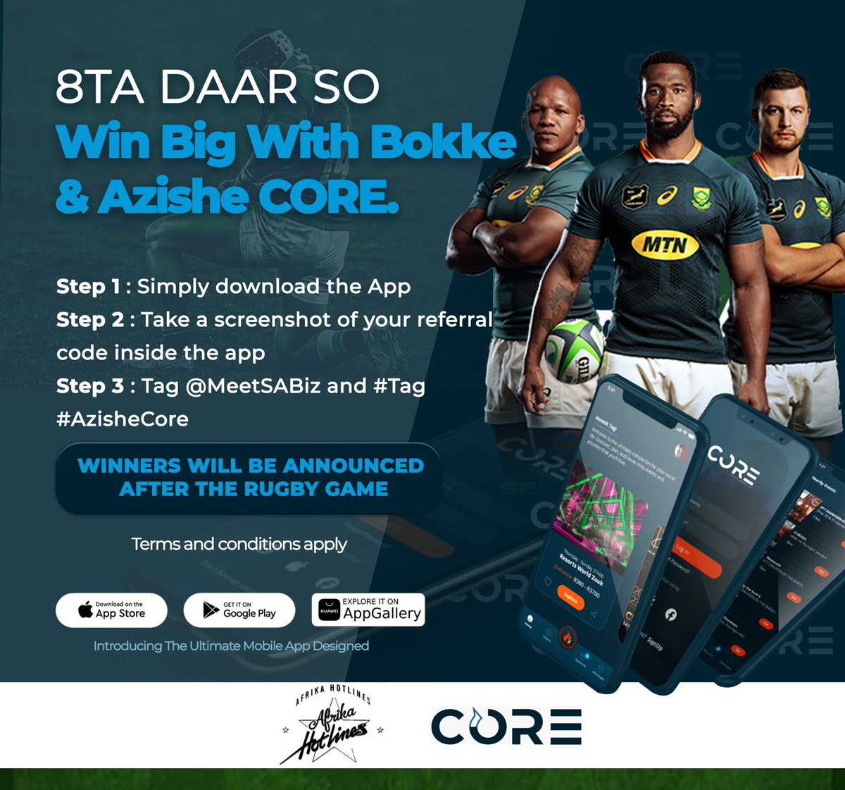 _MbaliWami's tweet photo. Elevate your nightlife game with the #AzisheCore app! 🎉 Review clubs, purchase exclusive event tickets, pre-order drinks, and stack up credits for amazing vouchers. Get ready to party in style. Ts & Cs Apply. 📲🍾💃 @MeetSAbiz https://t.co/uXgrtZC1cy