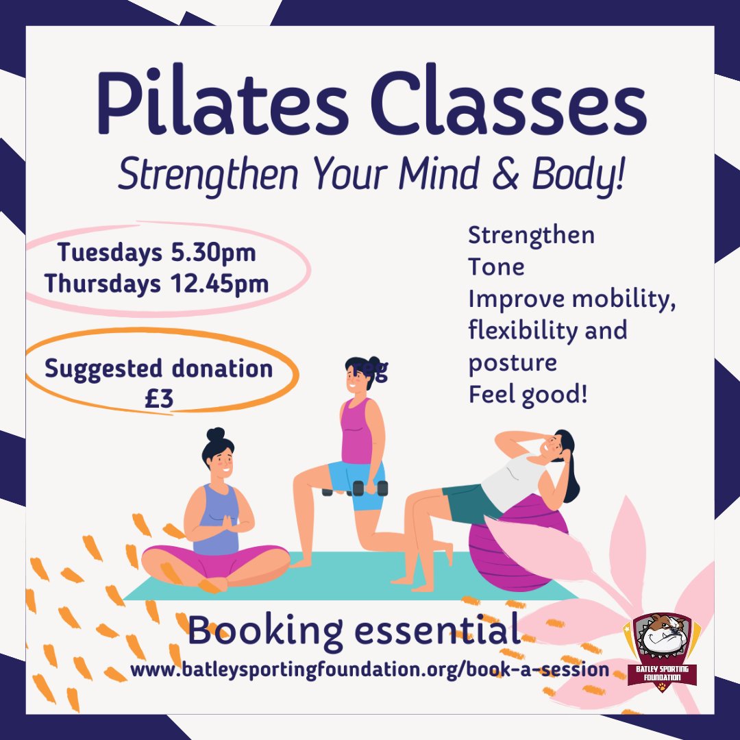 📢 𝘼𝙣𝙣𝙤𝙪𝙣𝙘𝙚𝙢𝙚𝙣𝙩
Our new 𝙋𝙞𝙡𝙖𝙩𝙚𝙨 classes are here!

👉 Beginners welcome, mats provided!

🚨 Booking is essential as places are limited, and the suggested donation is £3 a session! Book online at batleysportingfoundation.org/book-a-session

#Batley #Dewsbury #birstall #Heckmondwike