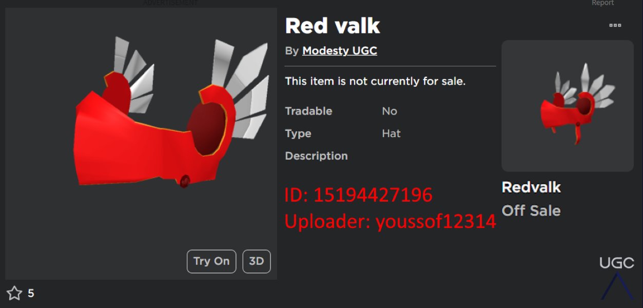 I really wish if roblox makes toy code items limited such as the red valk  etc : r/roblox