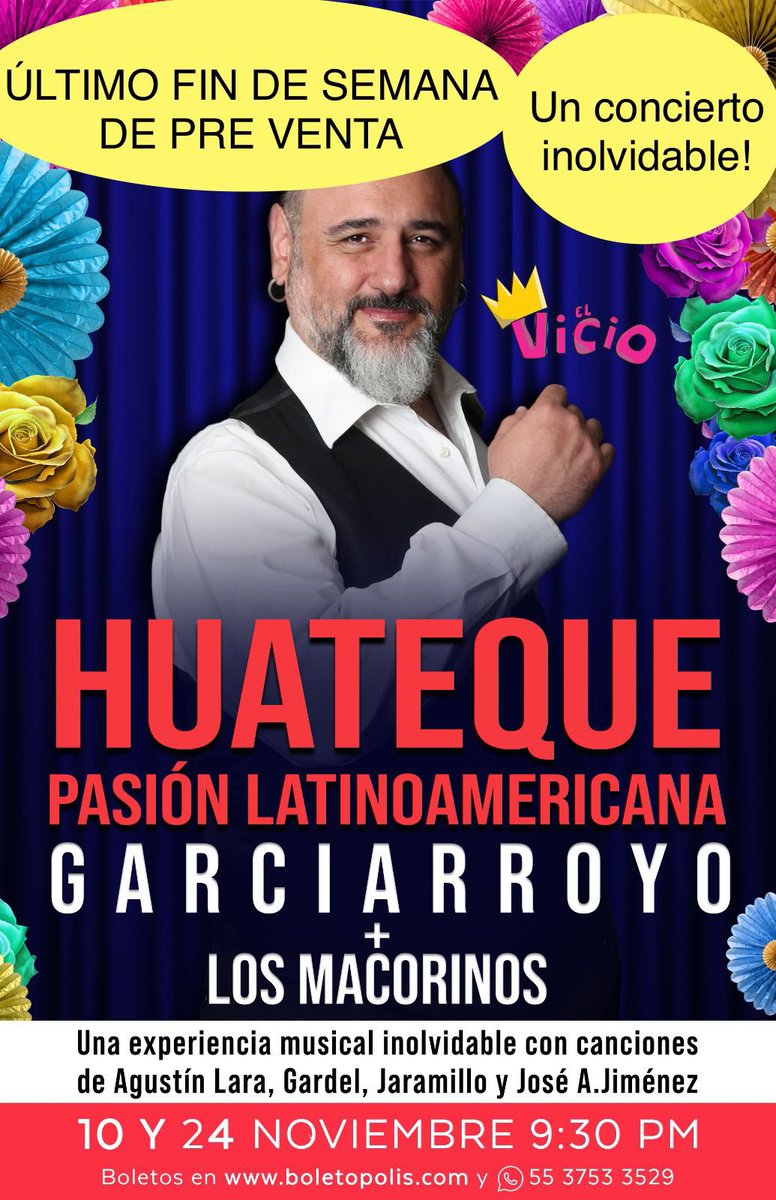 RGarciarroyo's tweet photo. ¡ES HORA DE LA GOZADERA! 🎉🎉
Nos merecemos disfrutar la vida con el #concierto perfecto para invitar a tu ❤️ 
Canciones de la época de oro de una manera llena de pasión, de la mano de Los Macorinos en el Teatro Bar El Vicio 🥂 
10 y 24 de noviembre. 
 https://t.co/GCUgC3kapp https://t.co/9s96E7m5Wq