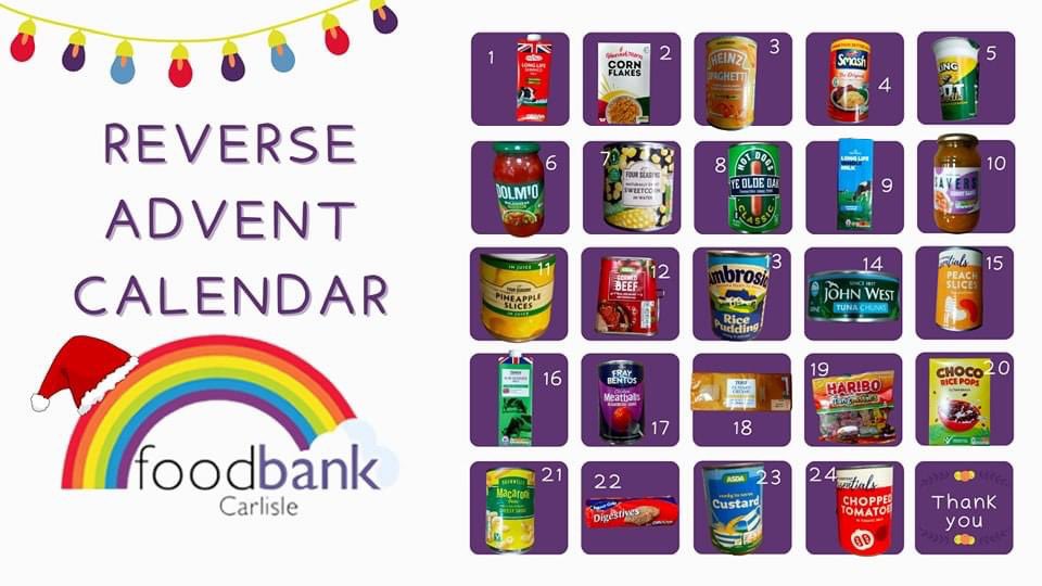 🎅⭐🌲
🌲 Start your Reverse Advent Calendar early‼️
⭐ We would love the donations to be with us by mid December 🙌 #carlisle #foodbank