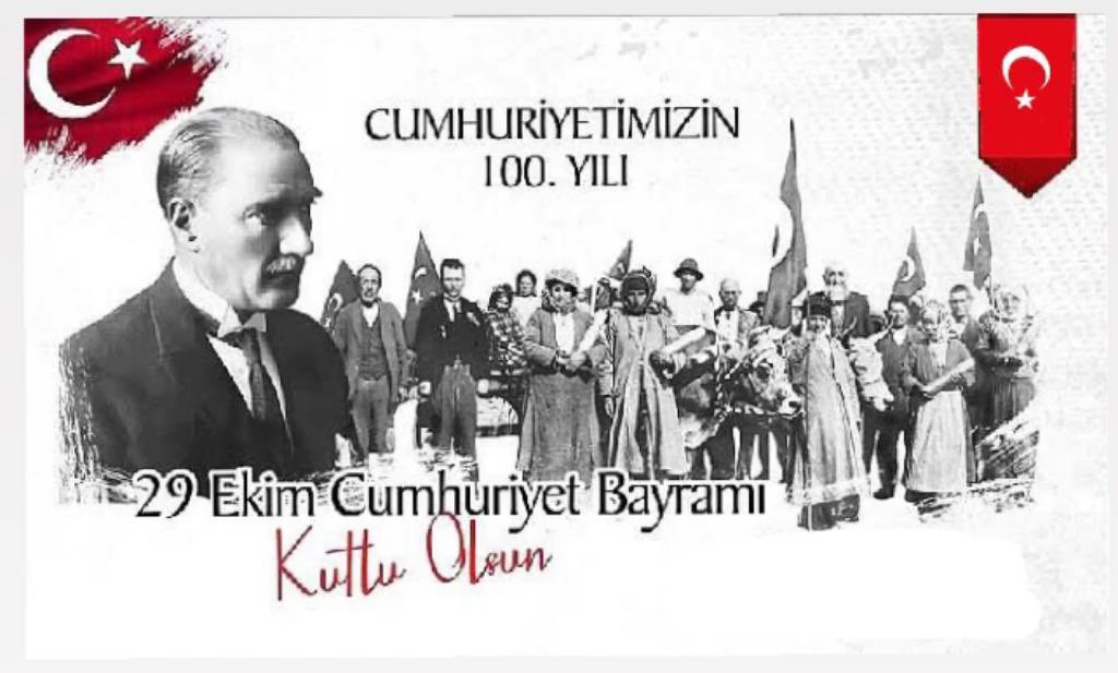 Cumhuriyetimiz 100 yaşında..
Başta, Mustafa Kemal Atatürk ve arkadaşları ile şehitlerimizi rahmet ve minnetle anıyorum. 
Rabbim devletimizi ilelebet payidar kılsın İnşallah…
