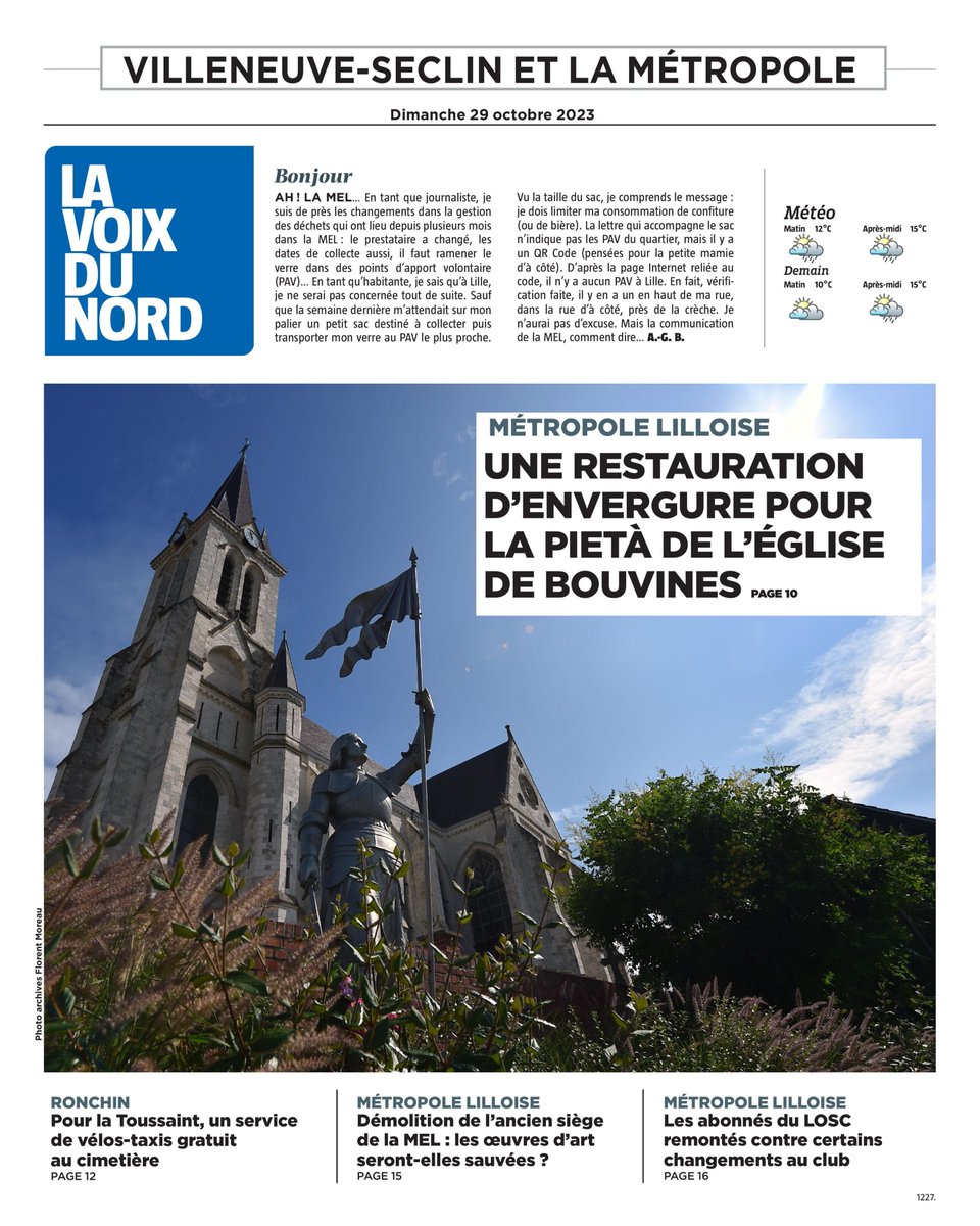 Bonjour ! Voici les sujets à la Une de votre édition locale #VilleneuveDAscq #Seclin ce dimanche. Votre journal numérique >>> journal.lavoix.com Bonne journée à tous !