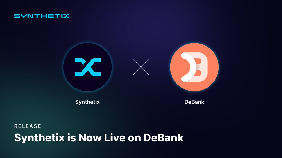 Synthetix is officially on @DeBankDeFi! Connect, interact, and follow us. 👇 debank.com/official-accou…