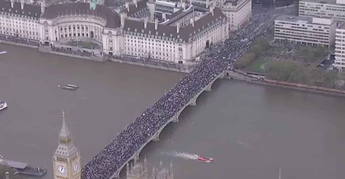 Remroum's tweet photo. I’ve never seen protests of this size for Palestine. There is no going back. Once you realize what’s going down, you can’t flip the switch off. Israel is creating a massive new wave of anti-Zionists https://t.co/vdRa5fmhBo