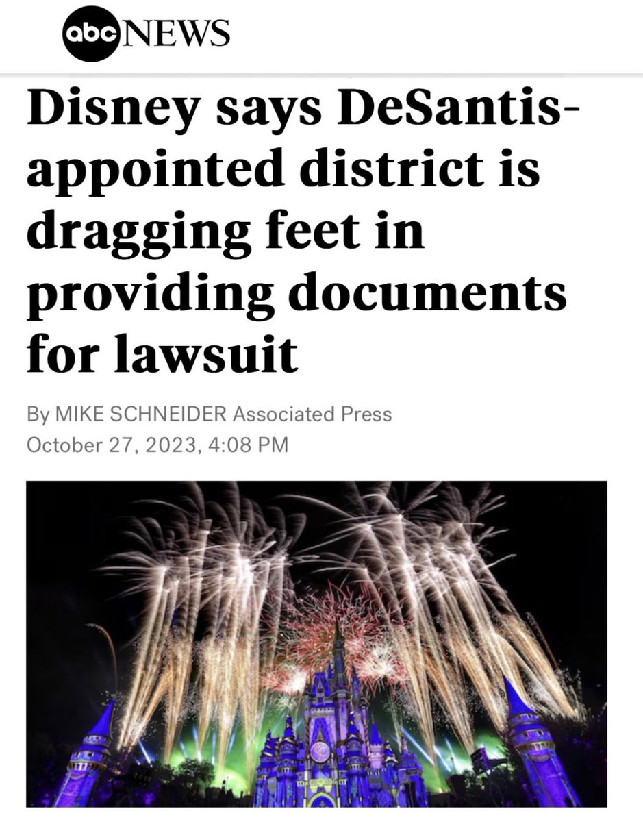 CarlosGSmith's tweet photo. Say it ain’t so! For two years, the DeSantis administration dragged their feet in providing documents for our lawsuit against them to obtain critical COVID public health records.

Nevertheless, I persisted, and we WON! 

Hang in there, Disney! https://t.co/3QvAq15gc6