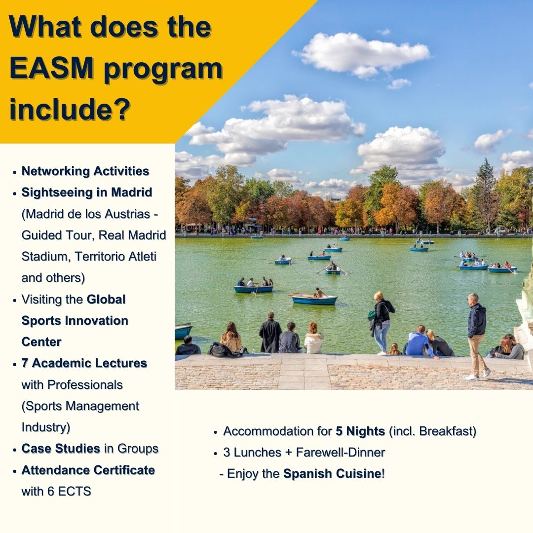 events_gb's tweet photo. SAFE THE DATE and join us for the 15th EASM Summer School! 🥳

When?  15th-19th May 2024
Where? Madrid
What?  Unique Study Program
 
REGISTRATION IS OPEN!

⬇️⬇️
https://t.co/OYZbnH6nhd

#eventsgb #easmsummerschool #networking #sportsmanagement #summerprogram #learningexperience https://t.co/8KMKnecKlq