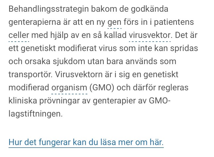 PartietMoD's tweet photo. Genetiknämnden listar på sin hemsida vilka genterapier som är godkända inom EU och vidare i Sverige.
Covid-sprutorna står INTE upplistade här.
Har ni någon förklaring på detta @Folkhalsomynd?
Länk: https://t.co/GlJkcF3u1W
#GMO #CRISPR #genterapi #vårdpol #mRNA #svpol #informeratsamtycke #genetik #arvsmassa #Covid19
@lakaruppropet1 @Sjukskterskeup1 @PatientCV @axbelund