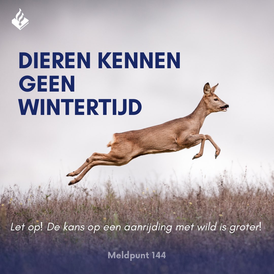 Dieren kennen geen wintertijd!
 
Veel verplaatsingen van wilde dieren vallen precies samen met de ochtend- en avondspits in het verkeer. In het wild levende dieren moeten de komende periode wennen en hun activiteiten aanpassen op het nieuwe dagritme van de mens.
1/2