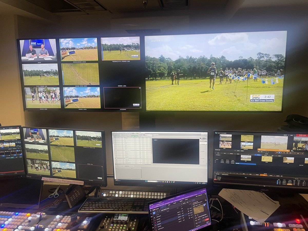 SunBeltTravis's tweet photo. Cart, Drone, Scaffolding and a Flex Cam for the @SunBelt XC Championship. #SunBeltXC. https://t.co/T5PfnZyZla
