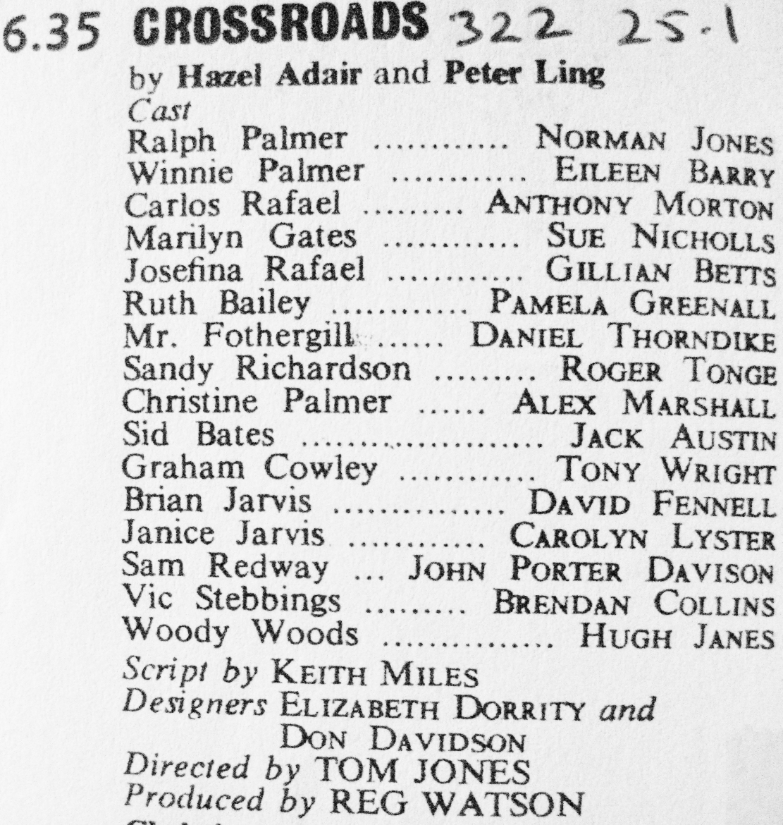 motelcrossroads's tweet photo. Typo in the TV Times for #Crossroads episode 322. Tom Jones hopped over from ATV Elstree to switch singing for a bit of directing. (It should, of course, be future Corrie director, Tim Jones.) #BitUnusual https://t.co/Hk0qAX3Hia