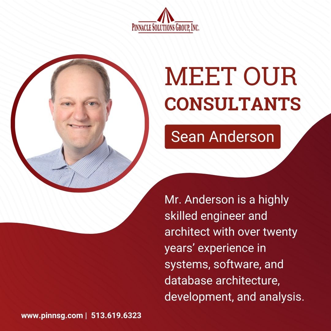 Meet Our Consultant, Sean Anderson 🌟

#MeetOurTeam #SoftwareArchitect #Expertise #PinnacleSolutions #TechLeadership #Innovation #Experience