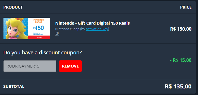 rodrigaymer24's tweet photo. Galera ainda tá tendo hein??? Cupom de R$ 15,00 de Desconto para gift card a partir de R$ 150,00 da Nintendo Eshop na @nuuvem !

Usem o cupom RODRIGAYMER15, acessando pelo https://t.co/x3YaRxPHmt <3 https://t.co/CXGMcYK48N