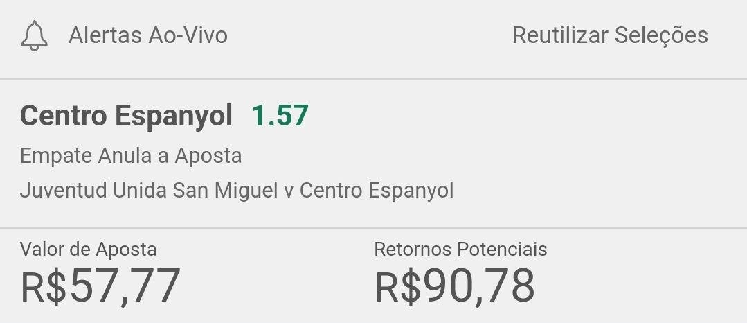 The Smart Bettor on X: Segunda bet do desafio, jogo às 15:30h.  🇦🇷Juventud Unida - Centro Espanyol ⚽️Centro Espanyol - Empate Anula  Aposta ❤️1.44un para retornar 2.26un.  / X