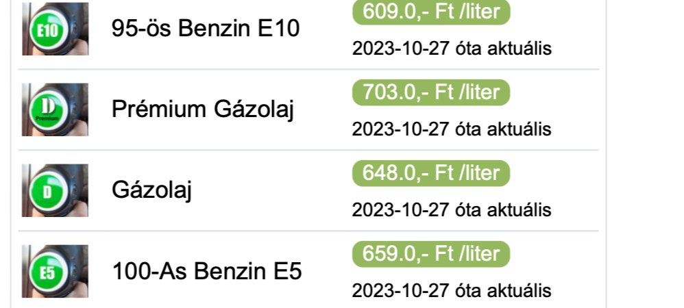 Ceny paliw Orlen vs. MOL na #Węgry Uwzględniając promocję (4 tankowania -15 HUF od litra na aplikacji): PB95 - 590 HUF = 6,84 zł ON - 629 HUF = 7,30 zł. Na MOL (promocji brak) PB95 - 609 HUF - 7,06 zł ON - 648 HUF - 7,52 zł #kropka_hu