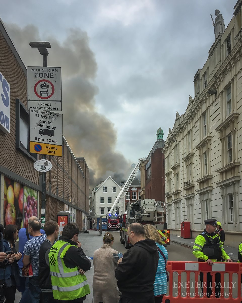A photo of Exeter every day. (No 1337) 28/10/2023 
The view from Queen Street on this day 2016 when the Royal Clarence Hotel burned to the ground. It’s a disgrace that it is still a burnt-out shell 7 years later! 
#ExeterDaily #Exeter 
#documentaryphotography