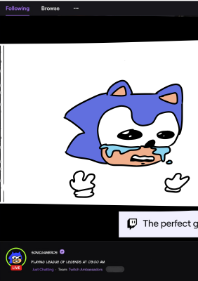 novizeru's tweet photo. Sonic chorando na twitch https://t.co/icVGqB1oUS