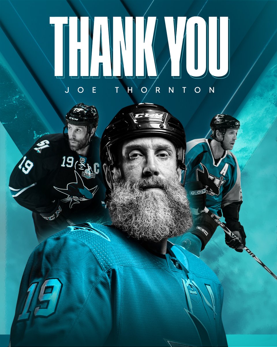 SanJoseSharks's tweet image. Joe Thornton has officially hung up his NHL skates.

Thank you for the memories, Jumbo! 🦈