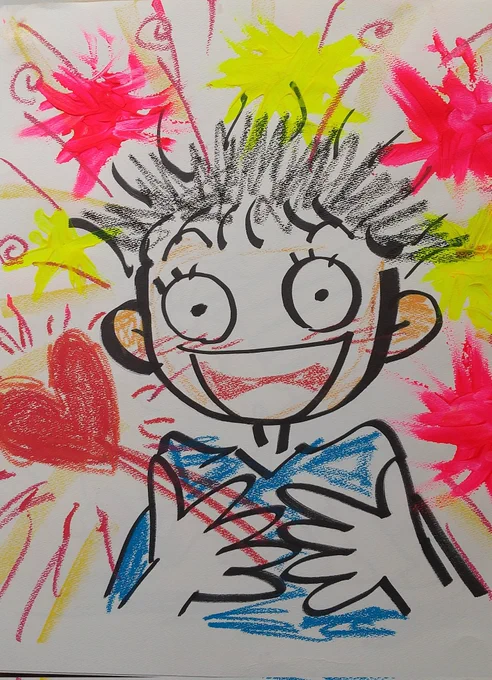 おはようございます 昨日はミニ筆横須賀の三笠のイベントに〇〇風に〇〇を描くというお楽しみ企画は手塚治虫風ポケモンでしたが…私はパチモンピカソ風チーバ君は色が鮮やかにできて良かった観客が子供達多めだったので一体感あり楽しい笑顔の祭でした        今日も良き日に