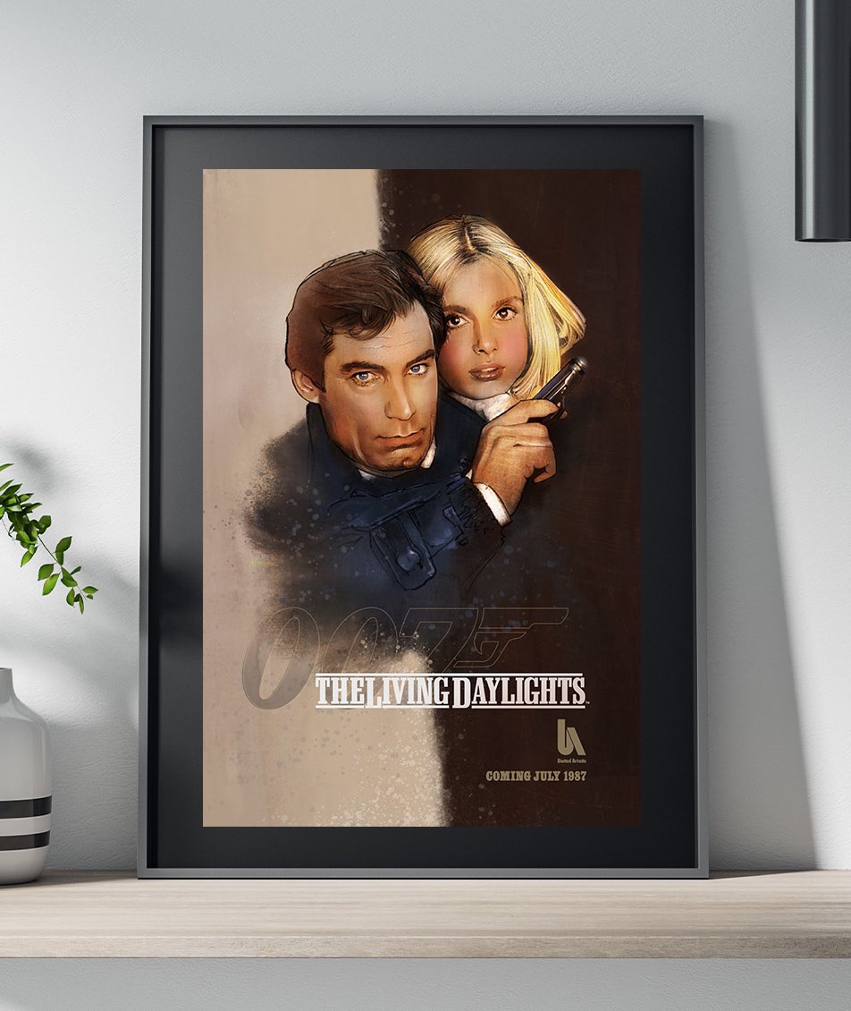 A teaser poster for Tim fans. This is art is from Beauty of Bond book and made a fun poster tribute.   On sale at JeffMarshallArt.etsy.com.      
#TheLivingDaylights #TimothyDalton #MaryamdAbo #JamesBond #poster #BeautyOfBond