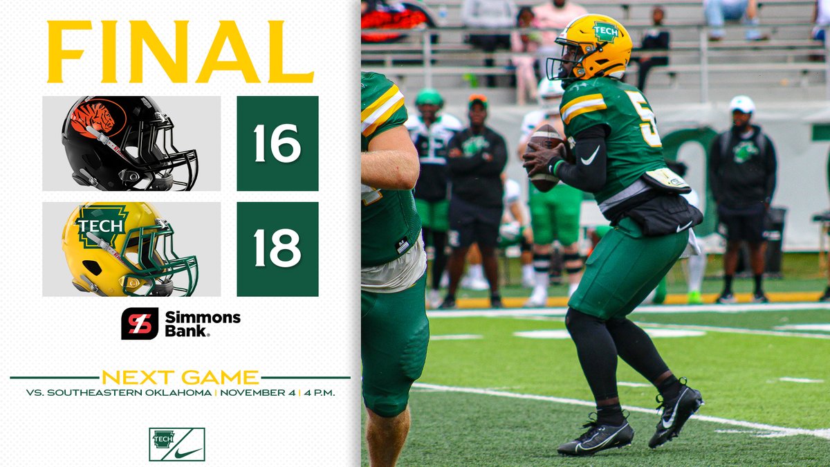 FINAL | Adios Ada! <a href="/ATUFOOTBALL/">Arkansas Tech Football</a> holds on to beat East Central on the road!

NEXT UP - Homecoming vs. Southeastern Oklahoma - Saturday, November 4 - Kick-off at 4 p.m.

#FightOn