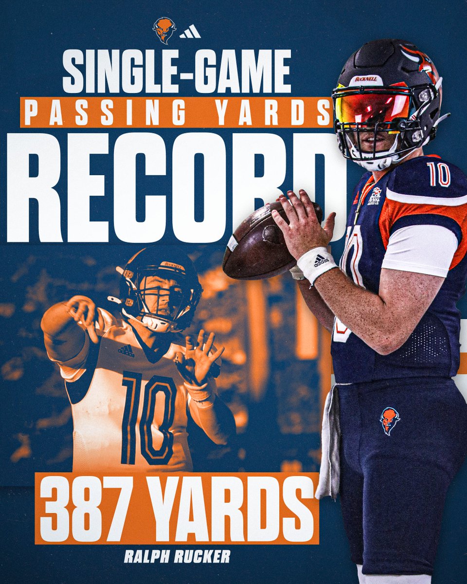 Ralph Rucker broke Bucknell's 29-year-old single-game passing yards record with 387 in today's win over Colgate! 🤘 Congrats, Ralph! #ACT | #rayBucknell