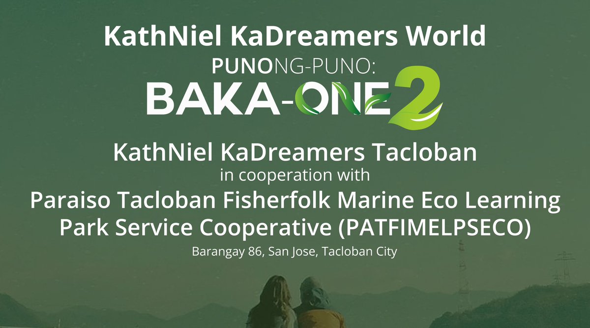 Happening today, MANGROVE TREE PLANTING! 🫶🏻

In celebration of KathNiel and KaDreamers World 12th Anniversary;

KathNiel KaDreamers World x KaDreamers Tacloban Chapter presents: PUNONG-PUNO: BAKA-ONE2 🌱

In cooperation with PATFIMELPSECO at Barangay 86 San Jose Tacloban City!