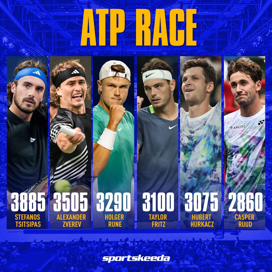 SK__Tennis's tweet photo. ATP race positions from 6 to 11⚾️

Hubert Hurkacz has a chance to climb up by winning Basel. 👀

#ATPRace #ATP https://t.co/vExhKY3C2E