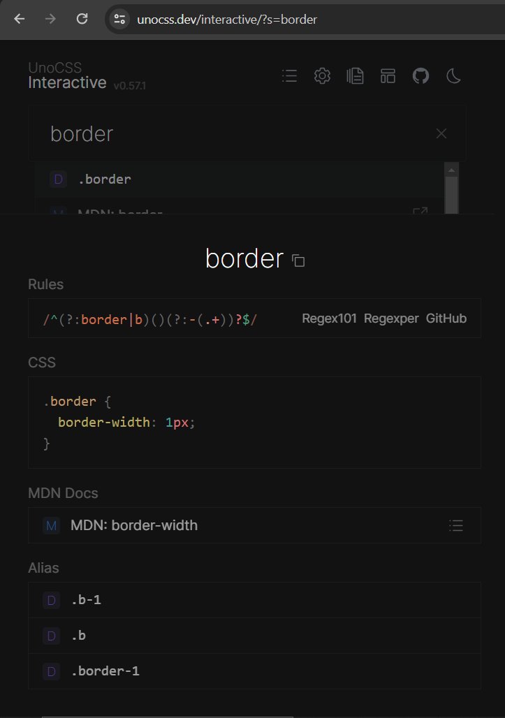 hvniel_'s tweet image. TIL if there&apos;s any tailwind class that is simply longer than it needs to be, you can check uno.antfu.me and search the name of the class prefix. Chances are there&apos;s already a shorter alias for it in #unocss. 
Pretty sweet!