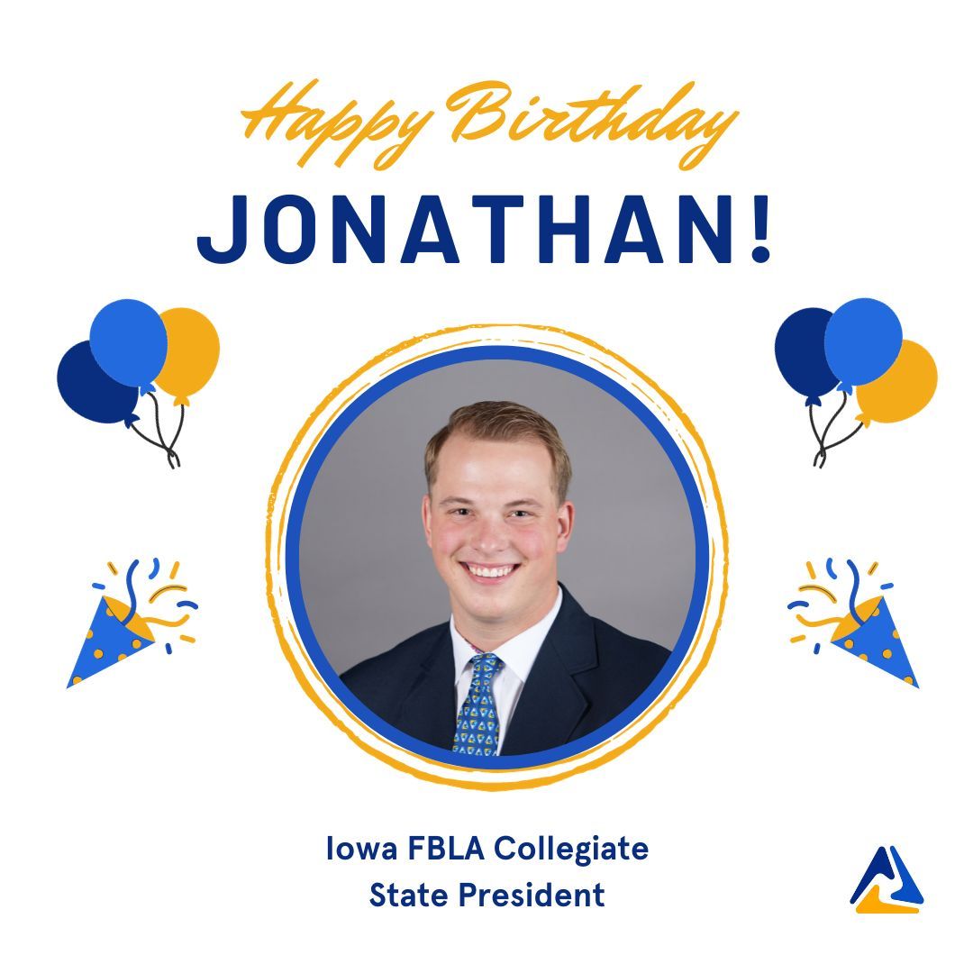 Iowa FBLA wishes our Collegiate State President, Jonathan Nevenhoven, a very happy birthday! 🎉