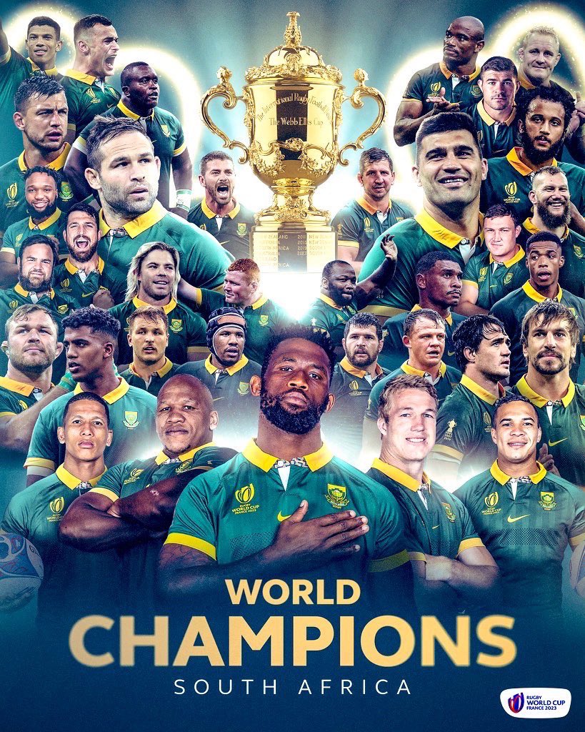 XekiHlongwane's tweet photo. How it started      vs               How it ended

#RWCFinal  #Springboks @fafdeklerk
#RSAvsNZL https://t.co/3j7F3l9YnO